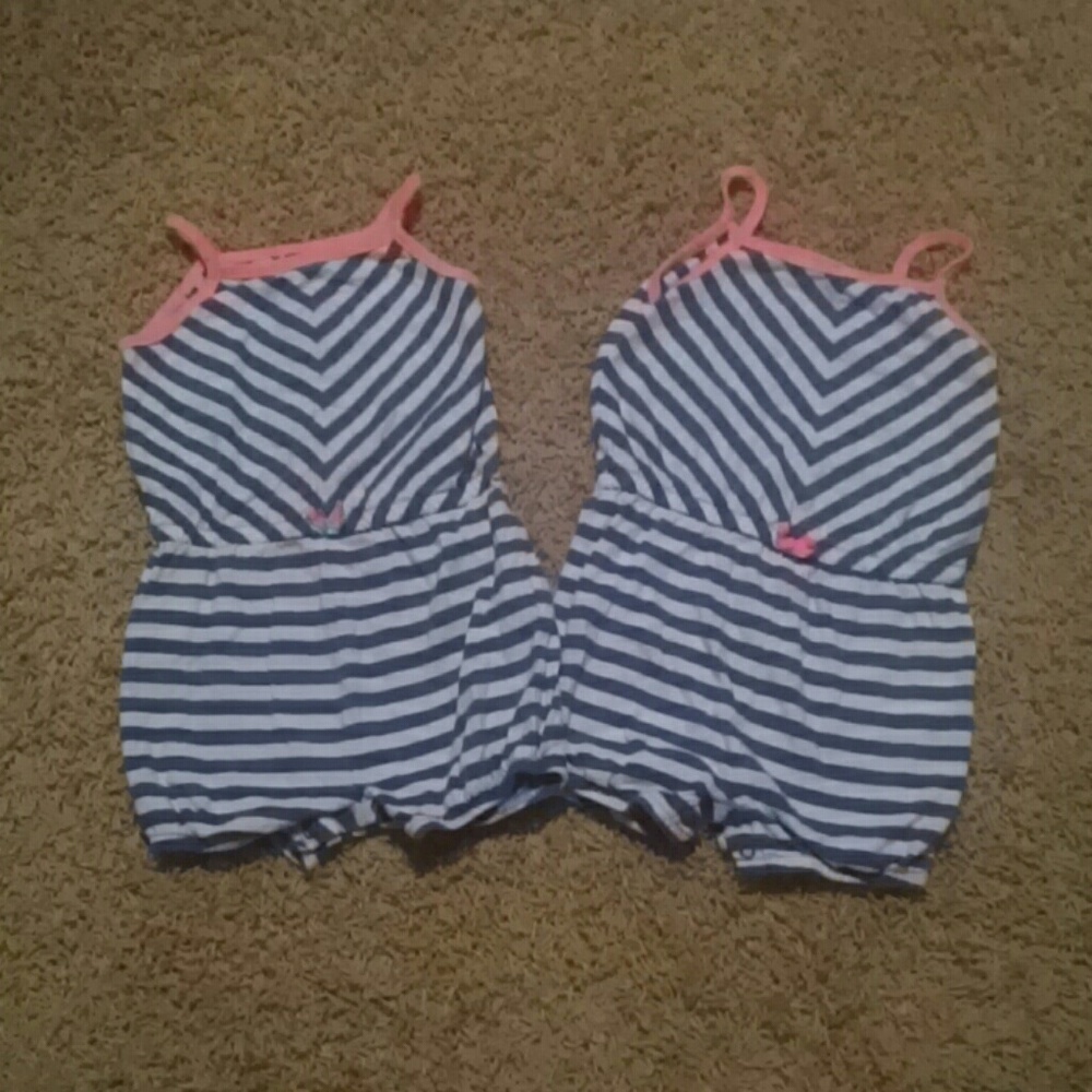 2 Carters striped rompers, 24months